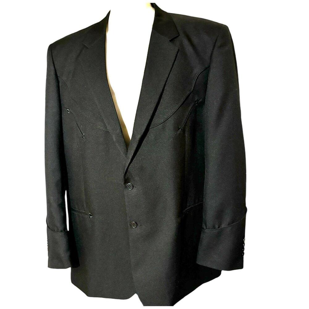 NWOT Scully Black Western Button Front Blazer P-656S Smiley Pockets New Sz 50 L
